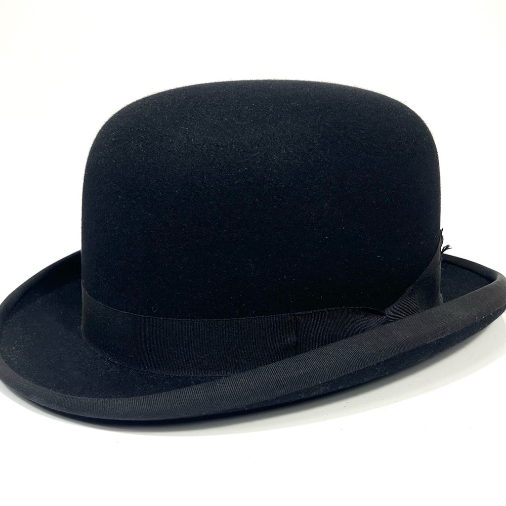 VTG Dunn & Co English Derby Bowler Hat Mens 7 LO Black d'Orsay Curl Black w/Box